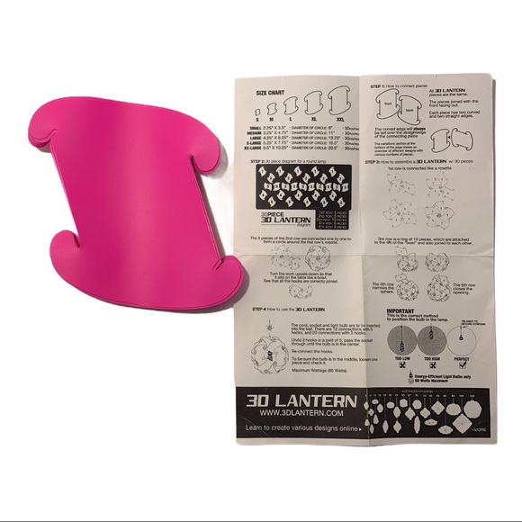 NOS Lampshade 3D Lantern Neon Pink 30 Piece Kit - Picture 2 of 6